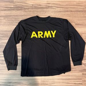 US Army Long sleeve Physical Fitness Uniform T-shirt Black & Gold Size Large